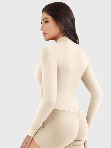 YEOREO SoftHue Women's Athletic Jacket Cropped Long Sleeve Workout Top Zip Up Gym Compression Shirts with Thumb Holes in Saudi Arabia