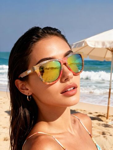 EPHIU Polarized Sports Sunglasses - Mirror Lens Square Frame for Women & Men, No Slip No Bounce Eyewear for Running, Beach in Saudi Arabia