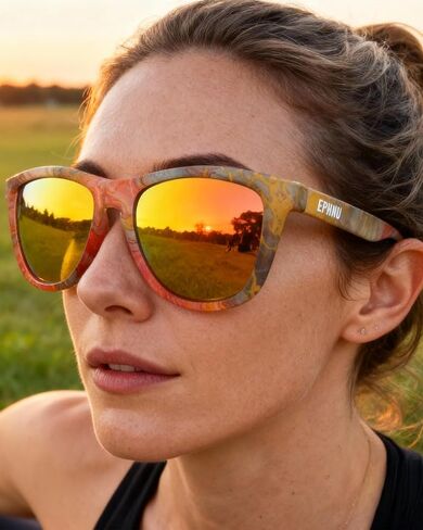 EPHIU Polarized Sports Sunglasses - Mirror Lens Square Frame for Women & Men, No Slip No Bounce Eyewear for Running, Beach in Saudi Arabia