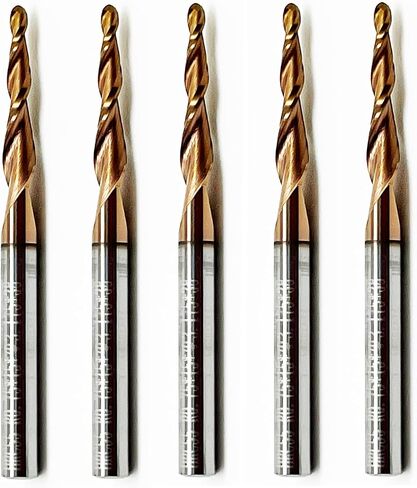 5pcs مجموعة مطحنة نهاية أنف أنف مدببة ، 1/8 "شانك ، نصف قطرها 0.5 ملم (قطرها 1.0 مم) نصائح ، أجهزة التوجيه CNC متميزة لدقة الخشب ثلاثية الأبعاد ونحت التفاصيل in Saudi Arabia