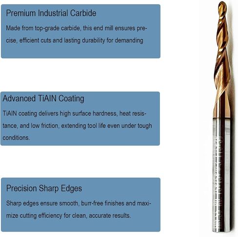 5pcs مجموعة مطحنة نهاية أنف أنف مدببة ، 1/8 "شانك ، نصف قطرها 0.5 ملم (قطرها 1.0 مم) نصائح ، أجهزة التوجيه CNC متميزة لدقة الخشب ثلاثية الأبعاد ونحت التفاصيل in Saudi Arabia