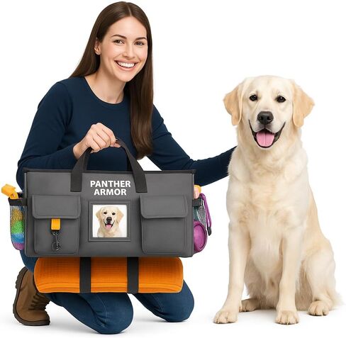 Panther Armor Dog Organizer Storage ، فوق الباب أو الخزانة المعلقة ، يلف في حقيبة واق من الوقف ، وحقلة مزودة بالكلاب مقاومة للماء ، وحقيبة سفر للحيوانات الأليفة مع حقيبة الاستمالة وعلاج الحقيبة in Kuwait