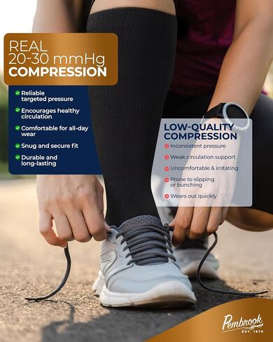 Pembrook 3 Pairs Copper Compression Socks for Women & Men - Compression Socks 20-30 mmHg, Running, Nursing, Pregnancy, Travel in Kuwait
