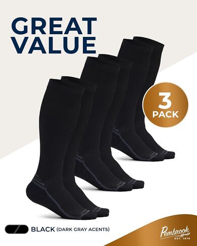 Pembrook 3 Pairs Copper Compression Socks for Women & Men - Compression Socks 20-30 mmHg, Running, Nursing, Pregnancy, Travel in Kuwait