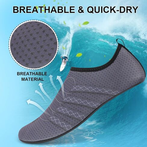 Mens Womens Water Shoes Quick Dry Barefoot Shoes Non-Slip Aqua Socks for Beach Swim Grey Pattern-B in Saudi Arabia
