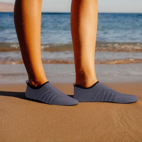 Mens Womens Water Shoes Quick Dry Barefoot Shoes Non-Slip Aqua Socks for Beach Swim Grey Pattern-B in Saudi Arabia