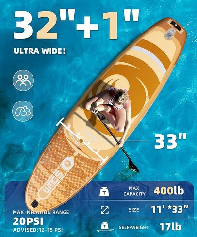 Inflatable Paddle Boards, Stand Up Paddle Board for Adults Youth of All-Round, 10'6'' x 33'' Extra Wide & No-Slip Sup for Yoga Fishing in Saudi Arabia