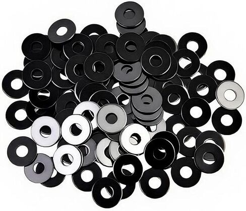 50 PCS 1/4" Washers Flat, 7/10" OD, Black Electroplated Flat Washers Made of Stainless Steel 18-8(304), Flat Washer for Decorating Parts in Kuwait