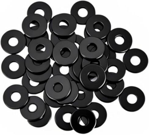 50 PCS 1/4" Washers Flat, 7/10" OD, Black Electroplated Flat Washers Made of Stainless Steel 18-8(304), Flat Washer for Decorating Parts in Kuwait