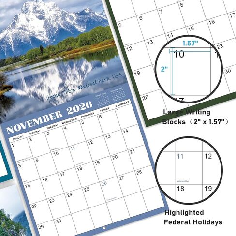 Calendar 2025 - JAN 2025 - DEC 2025, Wall Calendar, 12 Monthly Calendar 2025, 12" x 24" (Open), Wall Calendar 2025 with Unruled Blocks(1.5" x 1.4") + Thick Glossy Paper in Saudi Arabia
