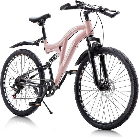 24 26 بوصة دراجة جبلية للبنين والبنات ، دراجة MTB 7 سرعات مع تعليق كامل كامل ، إطار فولاذي عالي الكربون ، فرامل قرص مزدوجة ، دراجة جبلية ناعمة للمراهقين والمغامرة في الهواء الطلق in Kuwait
