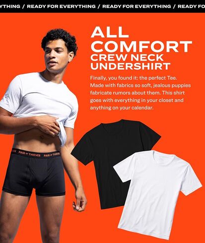 Pair of Thieves RFE Flattering Crew Neck Undershirt – 3 Pack White, Medium – Soft, Breathable 100% Cotton Crew Neck Tees for All-Day Comfort in Saudi Arabia