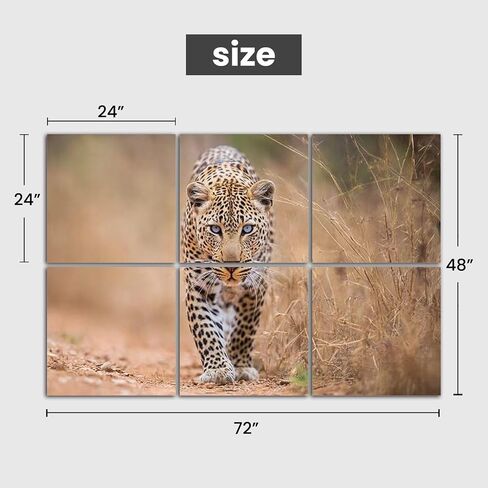Art Acoustic Panels Leopard walking towards camera Kruger 6 Pack Decorative Sound Absorbing Wall Panels 72x48" Noise Canceling Soundproof Padding Room Decor for Office in Saudi Arabia