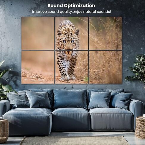 Art Acoustic Panels Leopard walking towards camera Kruger 6 Pack Decorative Sound Absorbing Wall Panels 72x48" Noise Canceling Soundproof Padding Room Decor for Office in Saudi Arabia