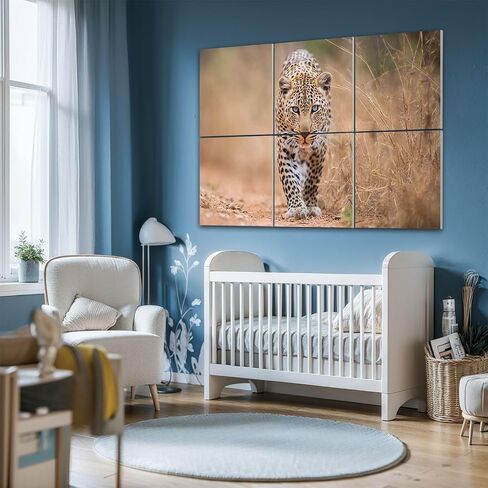 Art Acoustic Panels Leopard walking towards camera Kruger 6 Pack Decorative Sound Absorbing Wall Panels 72x48" Noise Canceling Soundproof Padding Room Decor for Office in Saudi Arabia