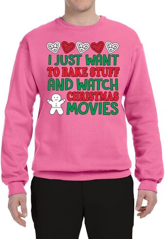 سويت شيرت Wild Bobby I Just Want to Bake Stuff and Watch Christmas Movies للجنسين برقبة دائرية in Saudi Arabia