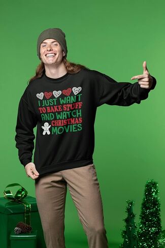 سويت شيرت Wild Bobby I Just Want to Bake Stuff and Watch Christmas Movies للجنسين برقبة دائرية in Saudi Arabia