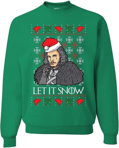 Wild Bobby Let It Snow Jon Snow Full Color GoT Ugly Christmas Sweater Unisex Crewneck Sweatshirt in Saudi Arabia