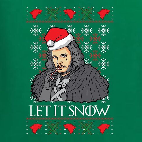Wild Bobby Let It Snow Jon Snow Full Color GoT Ugly Christmas Sweater Unisex Crewneck Sweatshirt in Saudi Arabia