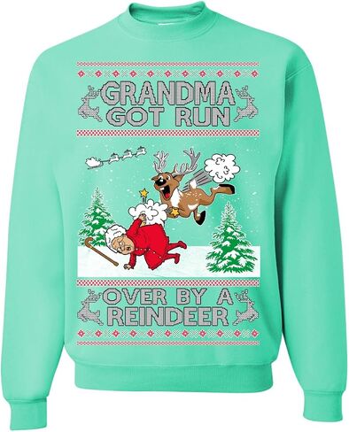 Wild Bobby Grandma Got Run Over by a Reindeer Funny Song Movie Classic Movie Ugly Christmas Sweater Crewneck Sweatshirt in Saudi Arabia