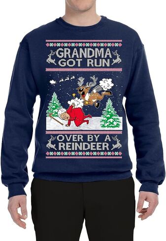 Wild Bobby Grandma Got Run Over by a Reindeer Funny Song Movie Classic Movie Ugly Christmas Sweater Crewneck Sweatshirt in Saudi Arabia