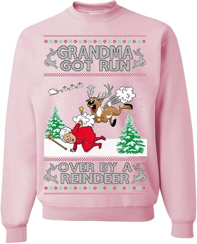 Wild Bobby Grandma Got Run Over by a Reindeer Funny Song Movie Classic Movie Ugly Christmas Sweater Crewneck Sweatshirt in Saudi Arabia