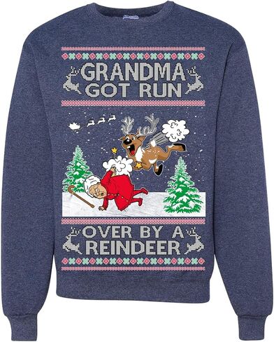 Wild Bobby Grandma Got Run Over by a Reindeer Funny Song Movie Classic Movie Ugly Christmas Sweater Crewneck Sweatshirt in Saudi Arabia