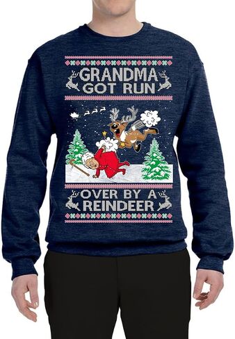 Wild Bobby Grandma Got Run Over by a Reindeer Funny Song Movie Classic Movie Ugly Christmas Sweater Crewneck Sweatshirt in Saudi Arabia