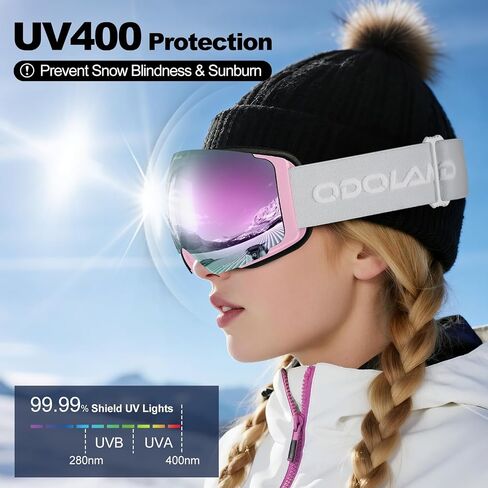 Odoland Photochromic Ski Goggles Interchangeable with 2 Lens, Large Spherical Frameless Snow Snowboard Goggles for Men Women in Saudi Arabia