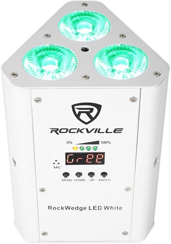 6 Rockville RockWedge LED RGBWA+UV Rechargeable Wireless DMX White Par Up-Lights in Saudi Arabia