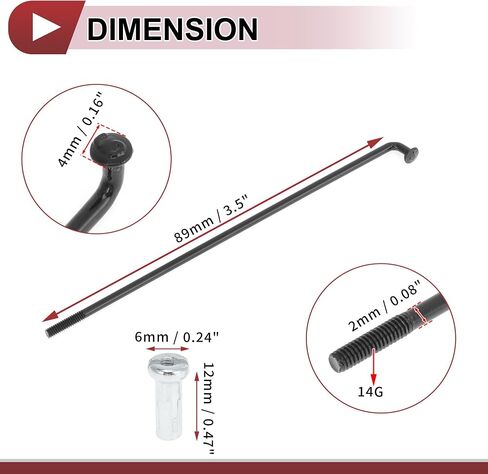 36 مجموعة 14G دراجة المتحدث 89mm المتحدث عجلة الدراجة الكربون الصلب الأسود in Saudi Arabia