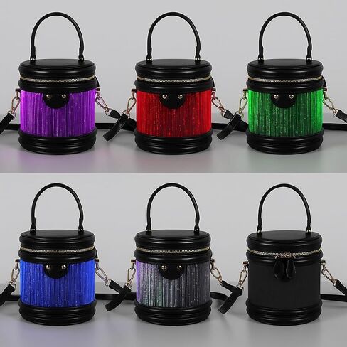 Light up purse Fiber Optic Glowing LED Bag Color Changing LED Skull Crossbody Bag for Parties, Festivals & Night Out in Saudi Arabia