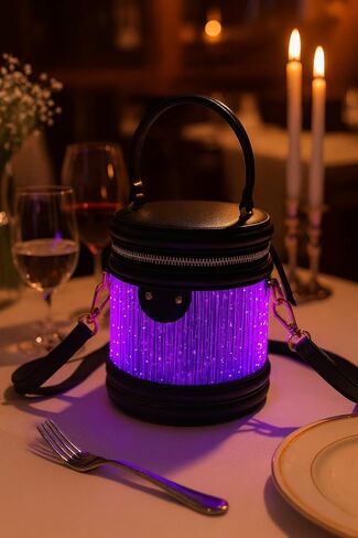 Light up purse Fiber Optic Glowing LED Bag Color Changing LED Skull Crossbody Bag for Parties, Festivals & Night Out in Saudi Arabia