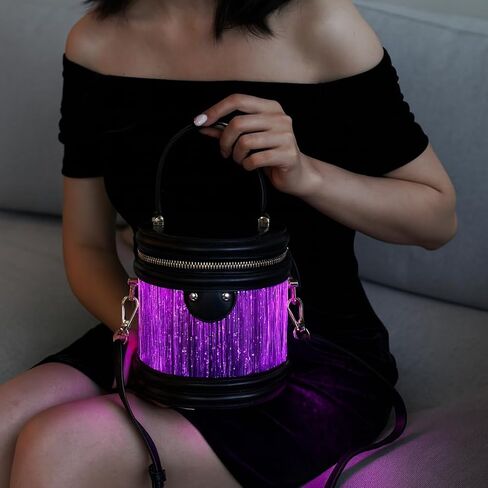 Light up purse Fiber Optic Glowing LED Bag Color Changing LED Skull Crossbody Bag for Parties, Festivals & Night Out in Saudi Arabia