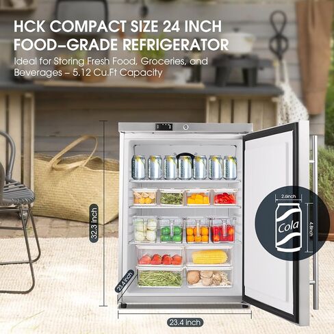 Freezer HCK ، ثلاجة Undercounter مع جسم من الفولاذ المقاوم للصدأ ، والتحكم في درجة الحرارة الإلكترونية ، والباب القابل للقفل ، و 3 سلال متحركة ، وتصميم مدمج للاستخدام المنزلي والتجاري ، -11.2 درجة فهرنهايت إلى 3.2 ℉ ، 4.1 cu.ft. in Kuwait