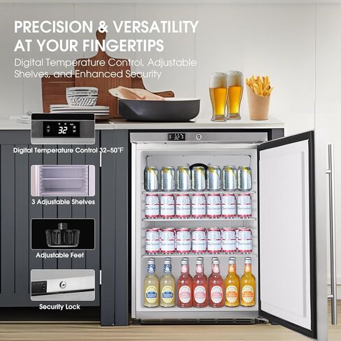 Freezer HCK ، ثلاجة Undercounter مع جسم من الفولاذ المقاوم للصدأ ، والتحكم في درجة الحرارة الإلكترونية ، والباب القابل للقفل ، و 3 سلال متحركة ، وتصميم مدمج للاستخدام المنزلي والتجاري ، -11.2 درجة فهرنهايت إلى 3.2 ℉ ، 4.1 cu.ft. in Kuwait