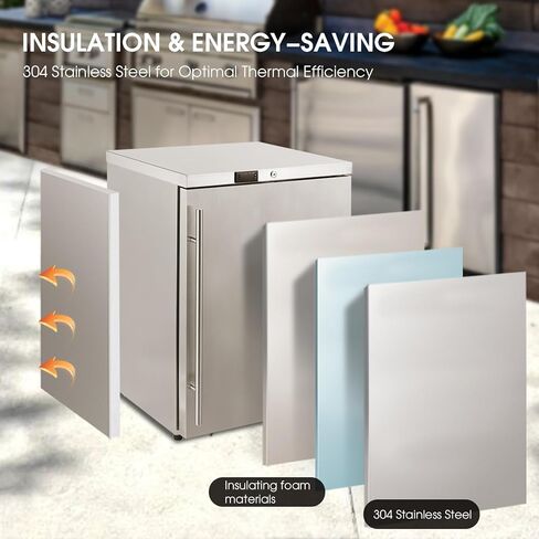 Freezer HCK ، ثلاجة Undercounter مع جسم من الفولاذ المقاوم للصدأ ، والتحكم في درجة الحرارة الإلكترونية ، والباب القابل للقفل ، و 3 سلال متحركة ، وتصميم مدمج للاستخدام المنزلي والتجاري ، -11.2 درجة فهرنهايت إلى 3.2 ℉ ، 4.1 cu.ft. in Kuwait