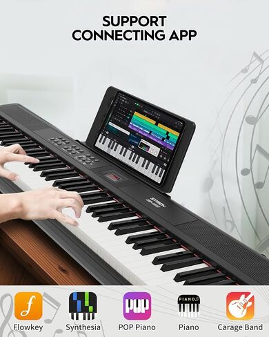 Strich 88 Key Digital Piano Full Size Keyboard مع حامل ، مفاتيح حساسة شبه مرجحة ، بيانو كهربائي محمول للمبتدئين ، حزمة مع دواسة الاستدامة ، سماعات الرأس ، راحة الموسيقى ، SEP-150S SEP-150S in Saudi Arabia