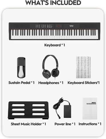 Strich 88 Key Digital Piano Full Size Keyboard مع حامل ، مفاتيح حساسة شبه مرجحة ، بيانو كهربائي محمول للمبتدئين ، حزمة مع دواسة الاستدامة ، سماعات الرأس ، راحة الموسيقى ، SEP-150S SEP-150S in Saudi Arabia