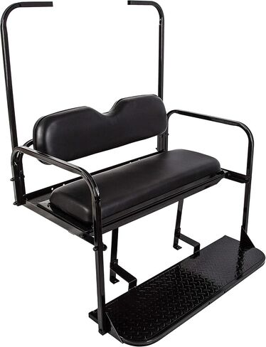 KUAFU Golf Cart Flip Back Seat Compatible with 1994.5-Up EZGO TXT with Handle Bar Roof Support Rear Seat Black (Delivered in 3 Packages) in Saudi Arabia
