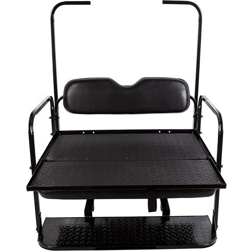 KUAFU Golf Cart Flip Back Seat Compatible with 1994.5-Up EZGO TXT with Handle Bar Roof Support Rear Seat Black (Delivered in 3 Packages) in Saudi Arabia