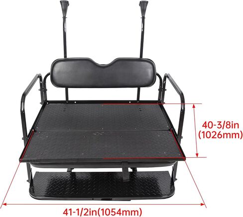 KUAFU Golf Cart Flip Back Seat Compatible with 1994.5-Up EZGO TXT with Handle Bar Roof Support Rear Seat Black (Delivered in 3 Packages) in Saudi Arabia