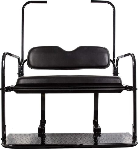 KUAFU Golf Cart Flip Back Seat Compatible with 1994.5-Up EZGO TXT with Handle Bar Roof Support Rear Seat Black (Delivered in 3 Packages) in Saudi Arabia