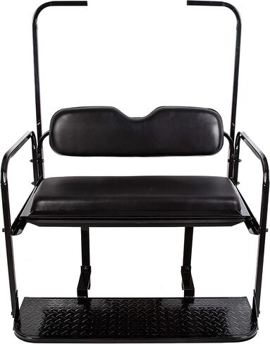 KUAFU Golf Cart Flip Back Seat Compatible with 1994.5-Up EZGO TXT with Handle Bar Roof Support Rear Seat Black (Delivered in 3 Packages) in Saudi Arabia