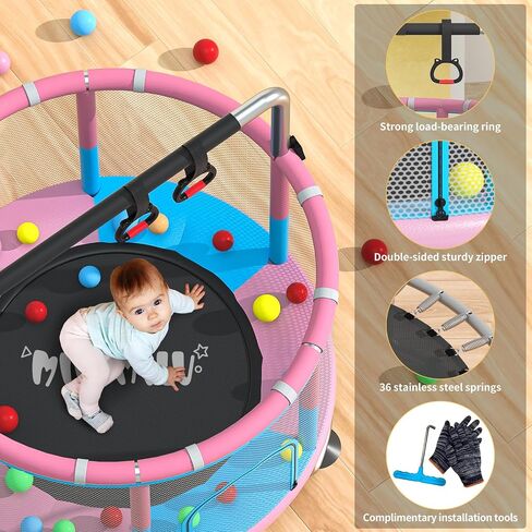 60" Indoor Outdoor Trampoline for Kids,MILUMILU Mini Baby Trampoline with Safety Enclosure Net, Basketball Hoop, Jumping Mat - Birthday Gifts for Children Boy Girl. in Saudi Arabia