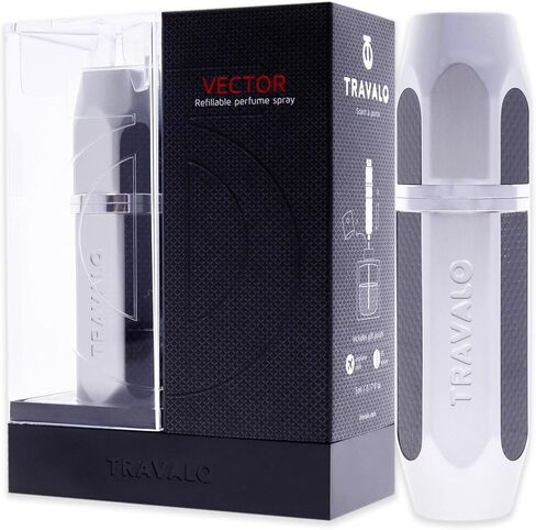 رذاذ عطر السفر من ترافالو فيكتور مع نظام تغيير على شكل حرف U - مانع للتسرب ومعتمد من إدارة أمن المواصلات الأمريكية للسفر الجوي - زجاجة عطر صغيرة أنيقة قابلة لإعادة الملء مع علبة - أسود 0.17 أونصة in Kuwait