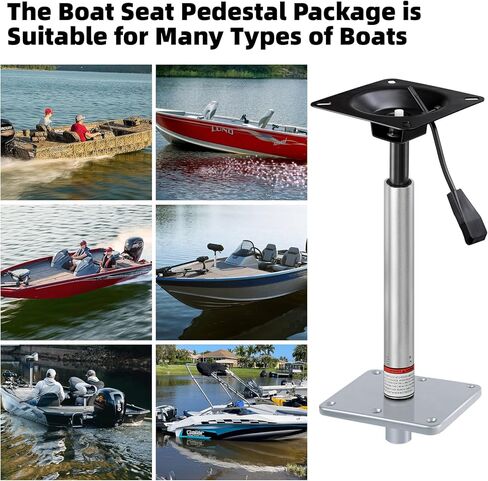 Adjustable Boat Seat Pedestal Base Mount Kit with Lock in 3/4" Boat Seat Pin Post&Marine Power Pedestal Mount Base for Marine Fishing Bass Chair,Post Adjustable Height 14 to 19 Inches/24 to 30 Inches in Kuwait