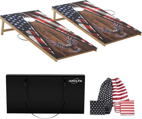 Cornhole Board Set,Corn Hole Games for Adults Outdoor,2X4FT Solid Wood Regulation Cornhole Boards with 8 Cornhole Beans Bags & Carry Case in Saudi Arabia