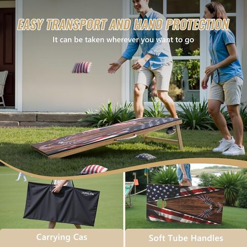 Cornhole Board Set,Corn Hole Games for Adults Outdoor,2X4FT Solid Wood Regulation Cornhole Boards with 8 Cornhole Beans Bags & Carry Case in Saudi Arabia