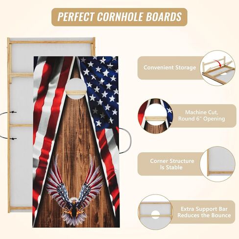 Cornhole Board Set,Corn Hole Games for Adults Outdoor,2X4FT Solid Wood Regulation Cornhole Boards with 8 Cornhole Beans Bags & Carry Case in Saudi Arabia